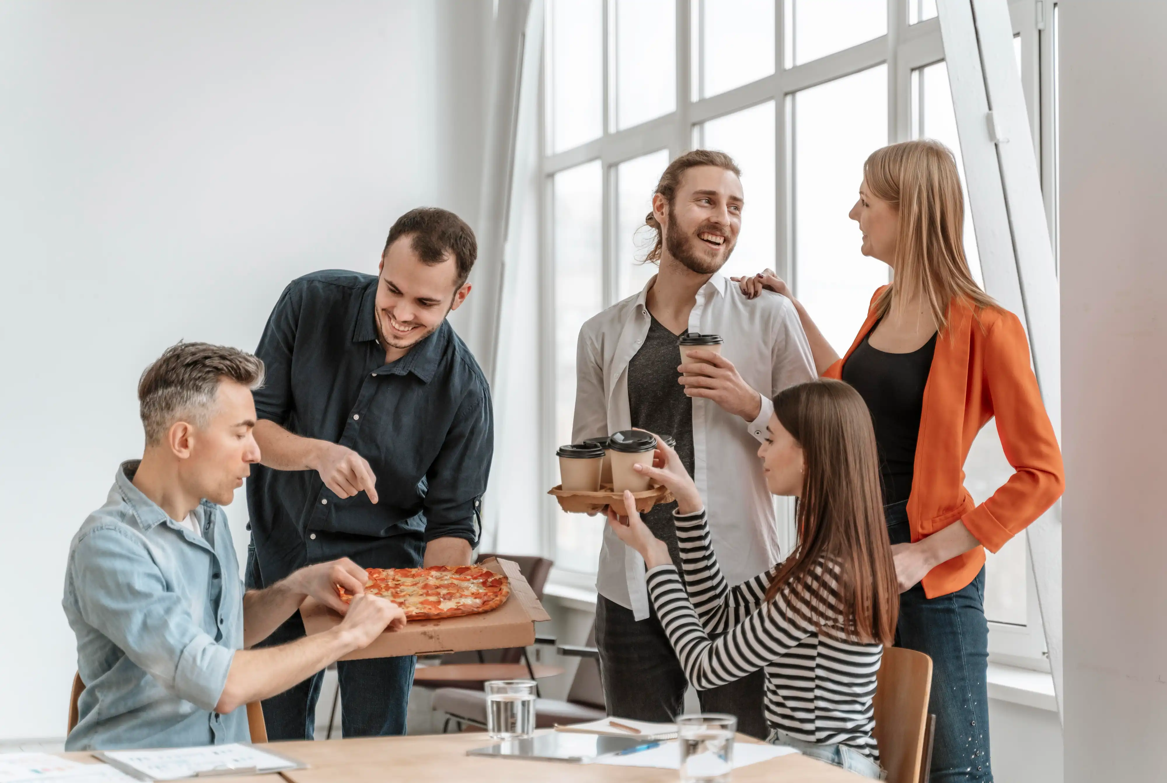 Employees enjoying lunch together